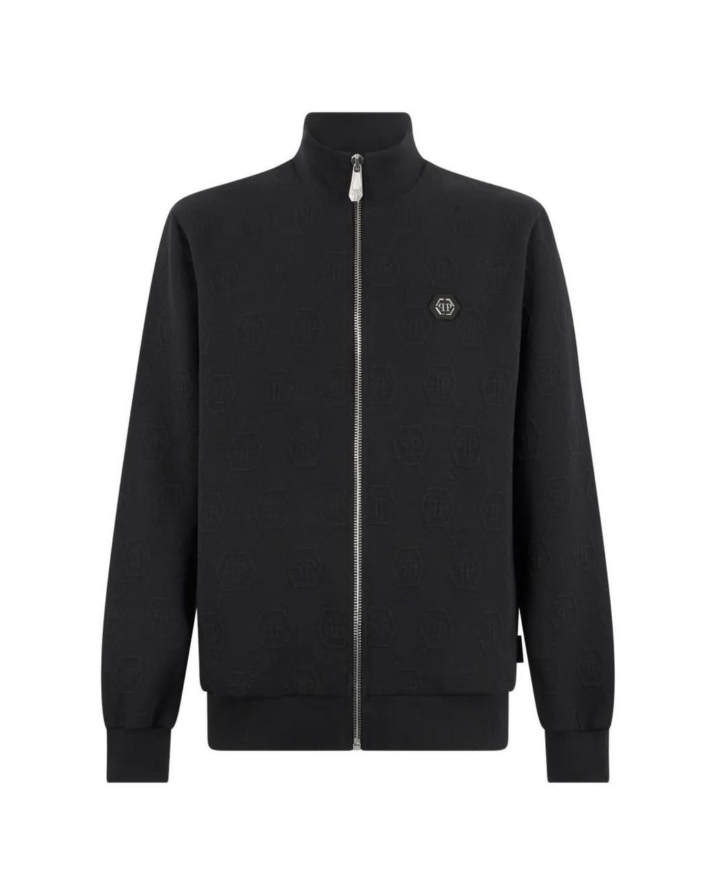 Philipp Plein Black Tracksuit Jacket Jacquard Monogram for men