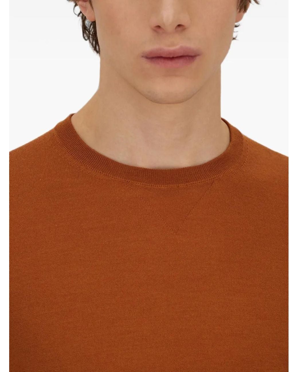 Herno Orange Resort Ribbed-Trim Sweater for men