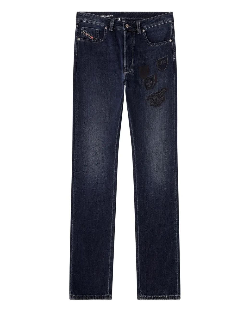 DIESEL Blue 1985 Larkee Shaded Embroidered Jeans for men
