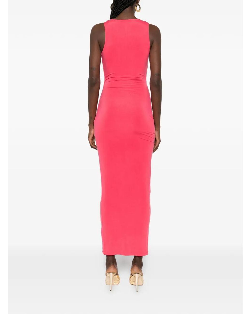 Balmain Pink Draped-Effect Sleeveless Dress