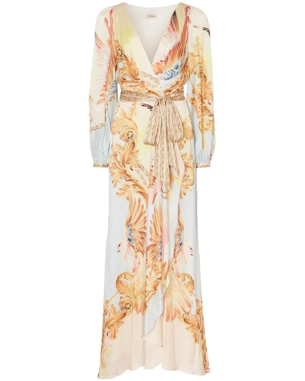 Temperley London Metallic Graphic-Print Wrap Dress