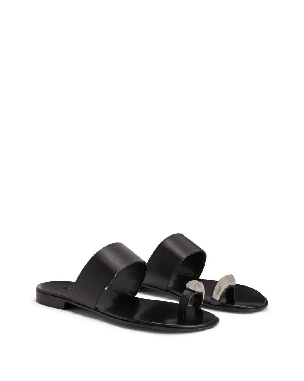 Giuseppe Zanotti Black Norbert Leather Toe-Loop Sandals for men