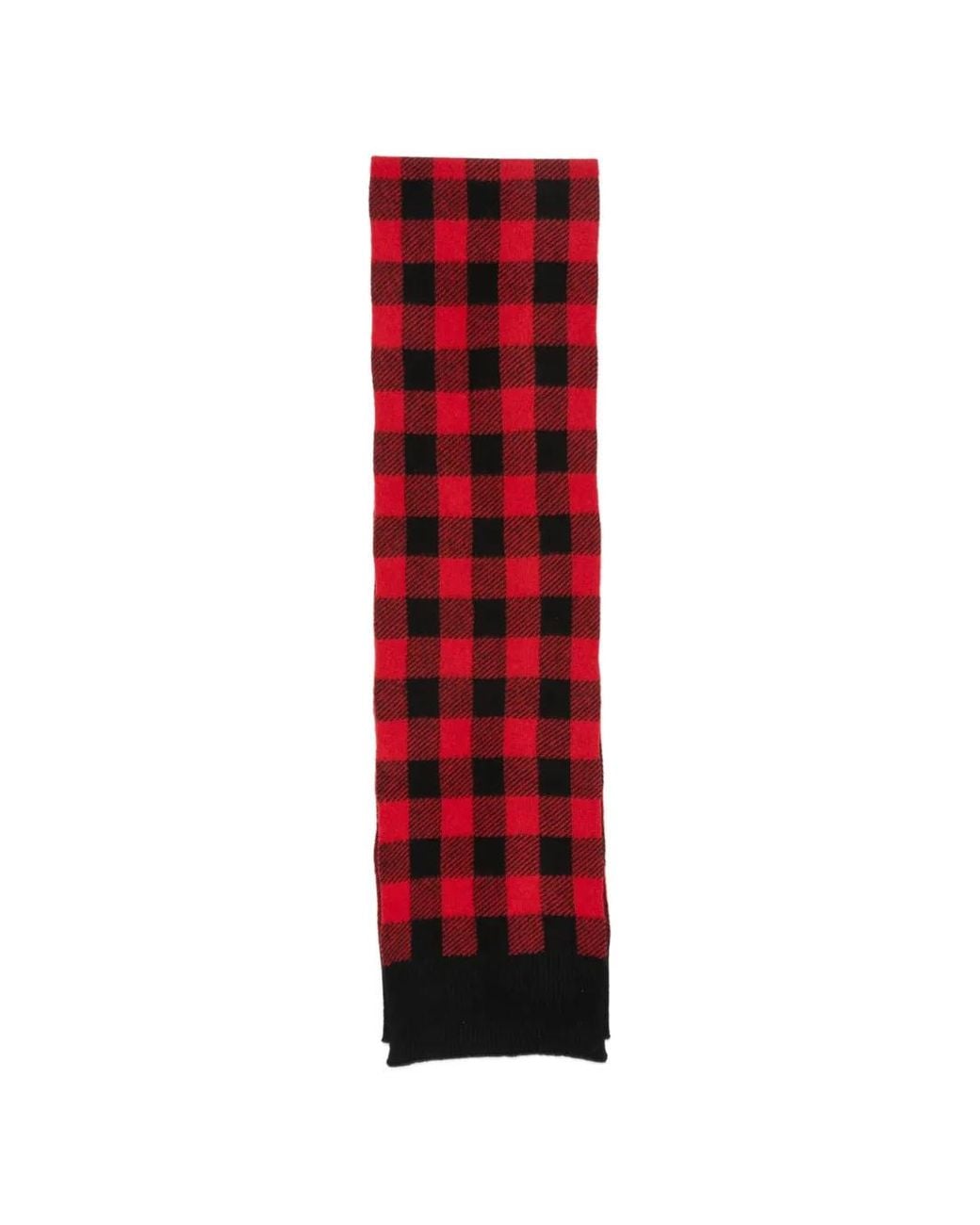 N°21 Red Check-Pattern Ribbed-Trim Scarf