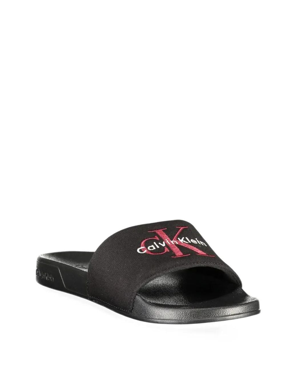 Calvin Klein White Logo-Print Slides for men