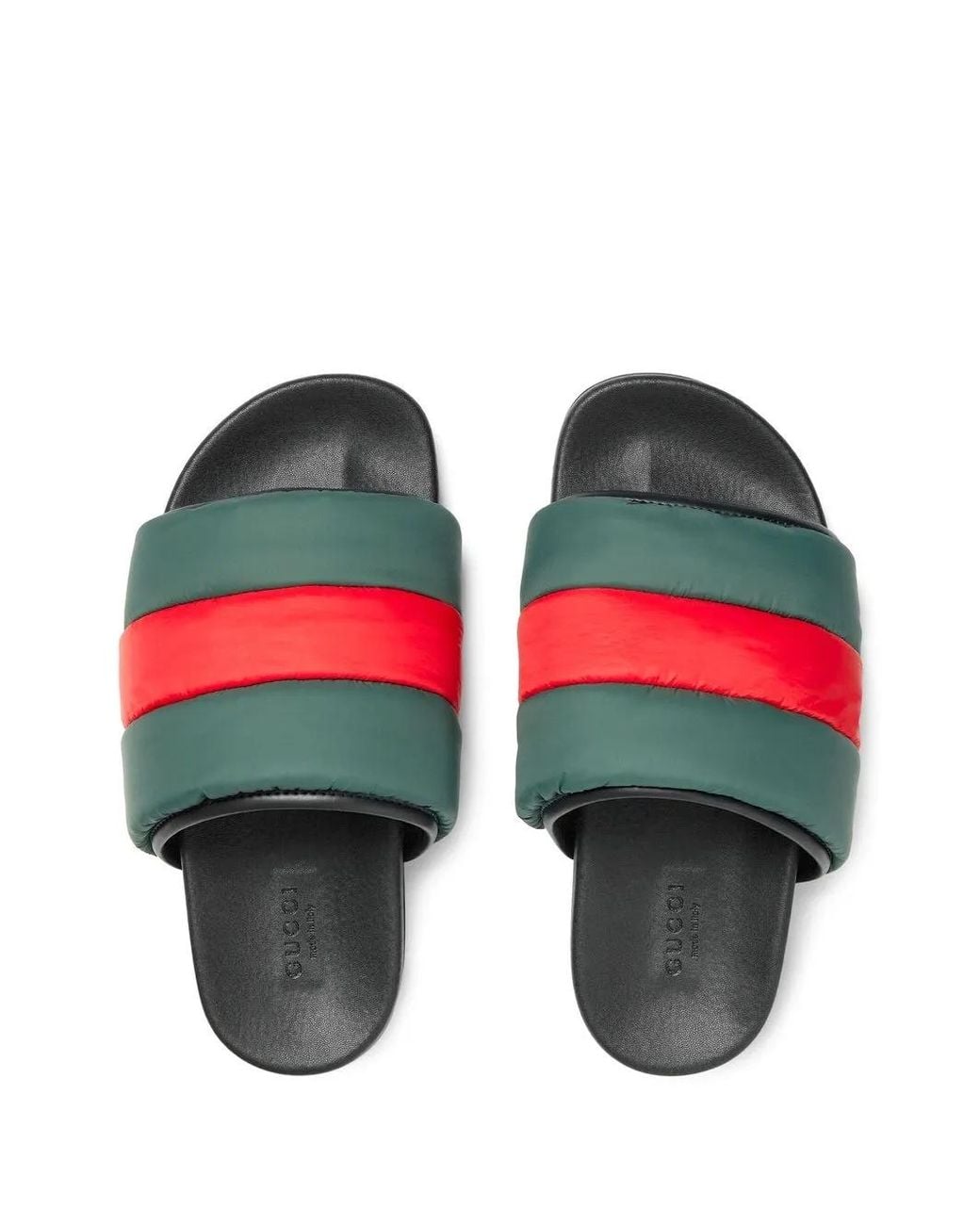 Gucci Green Web Stripe Padded Slides