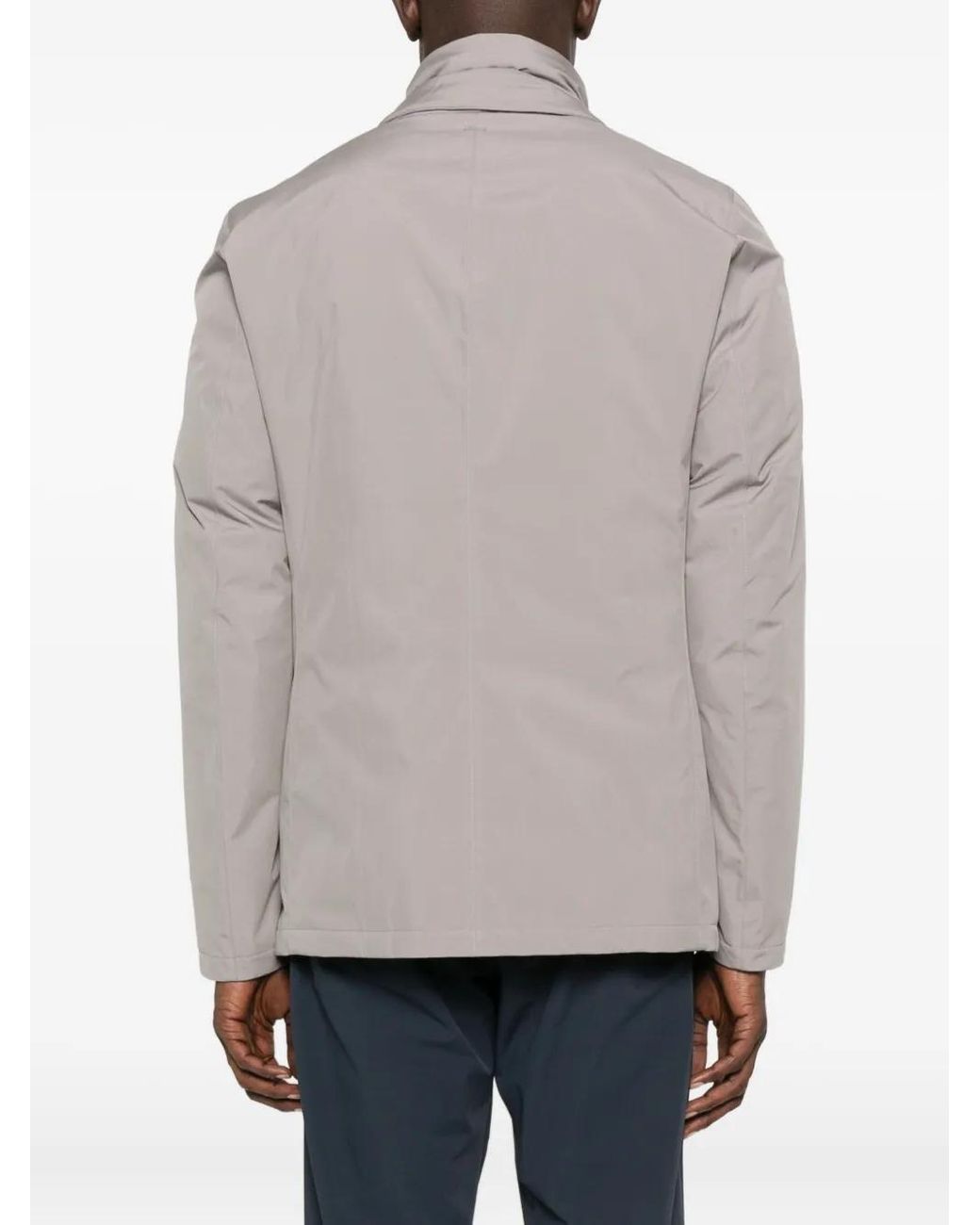 Herno Gray High-Neck Buttoned Jacket for men