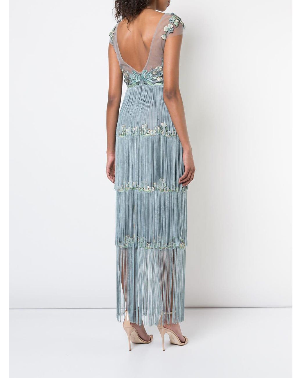 Marchesa notte cheap fringe dress