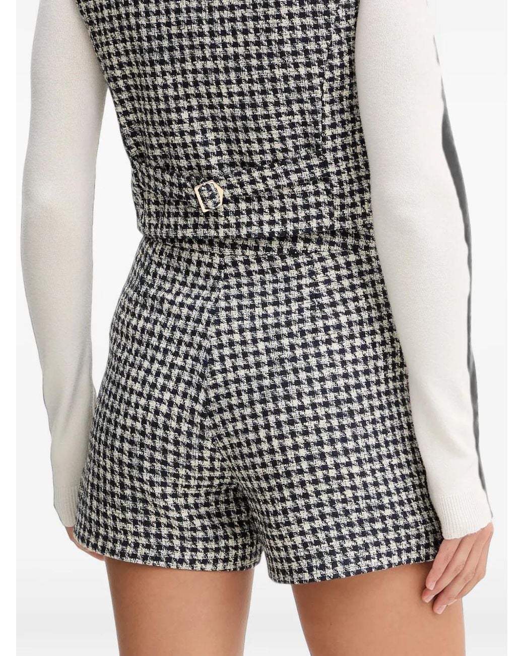 Morgan Gray Houndstooth-Pattern Shorts