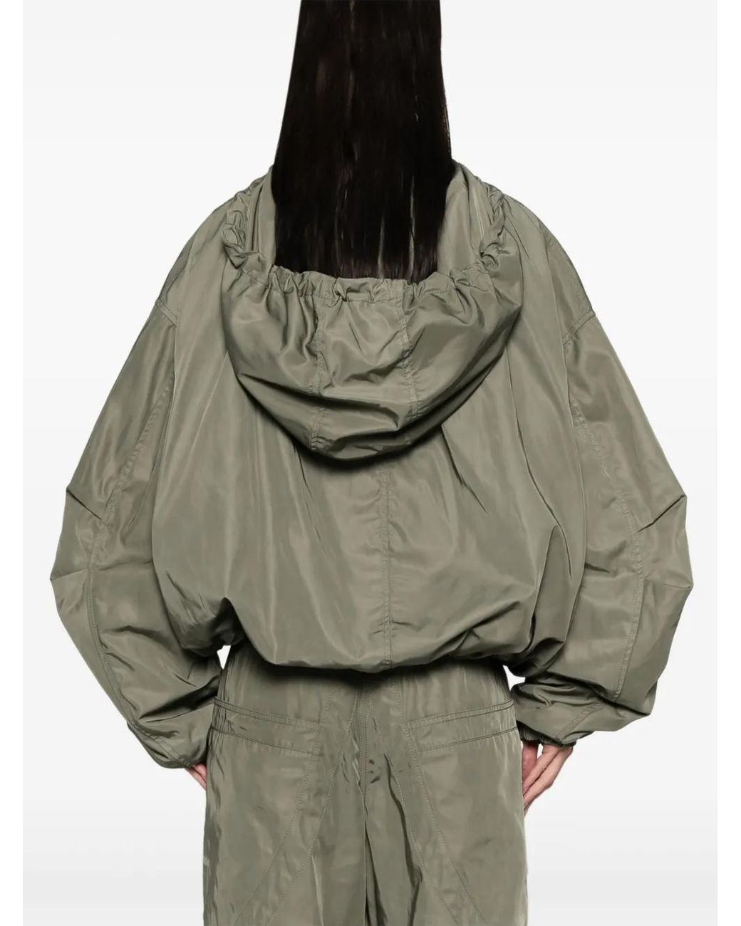The Attico Green Hooded Bomber Jacket