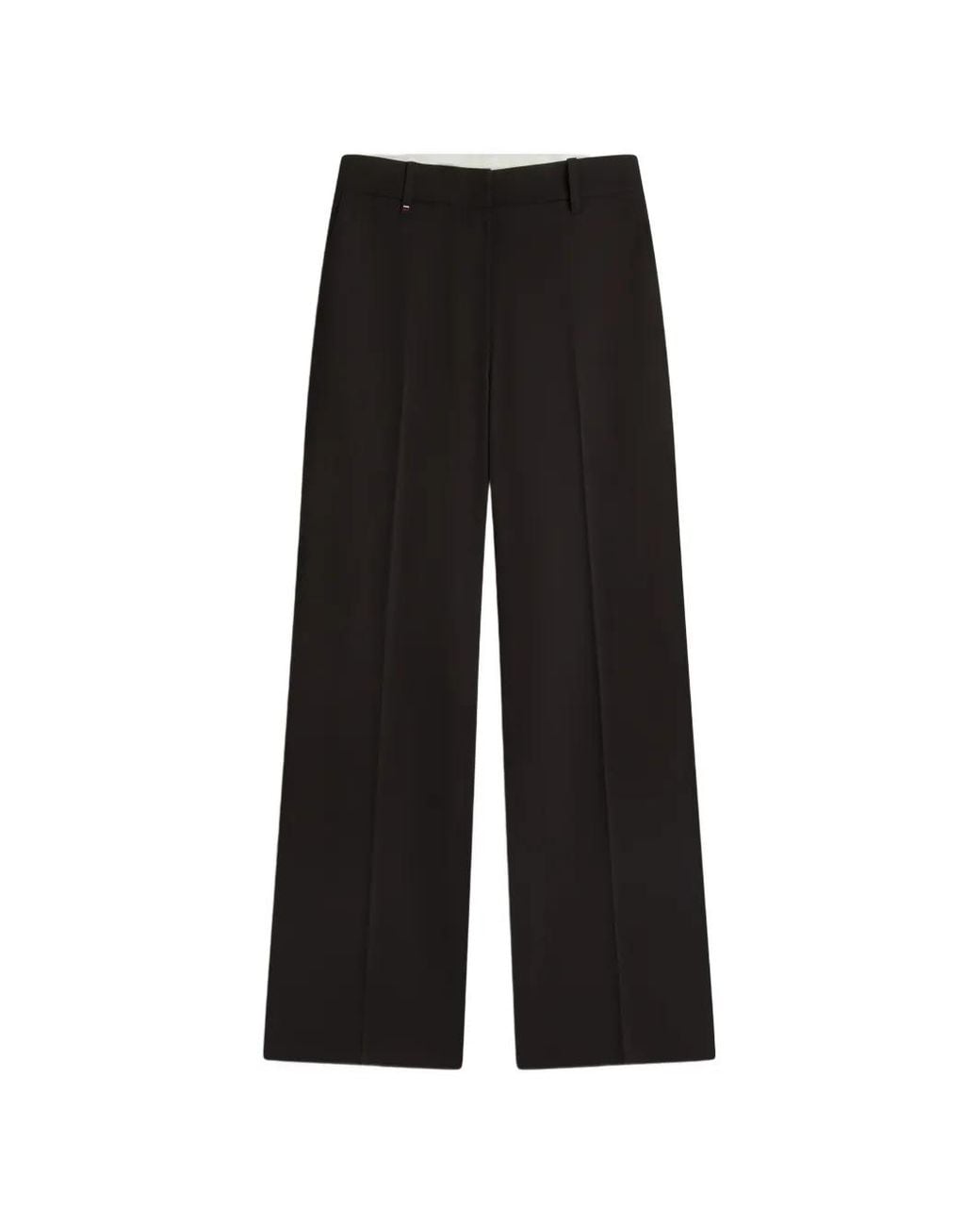 Tommy Hilfiger Black Pressed-Crease Wide-Leg Trousers