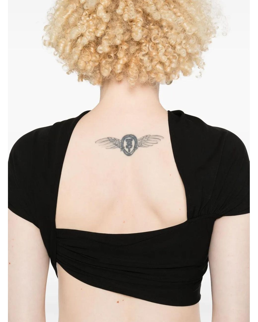 Casablanca Black Draped Cropped Top