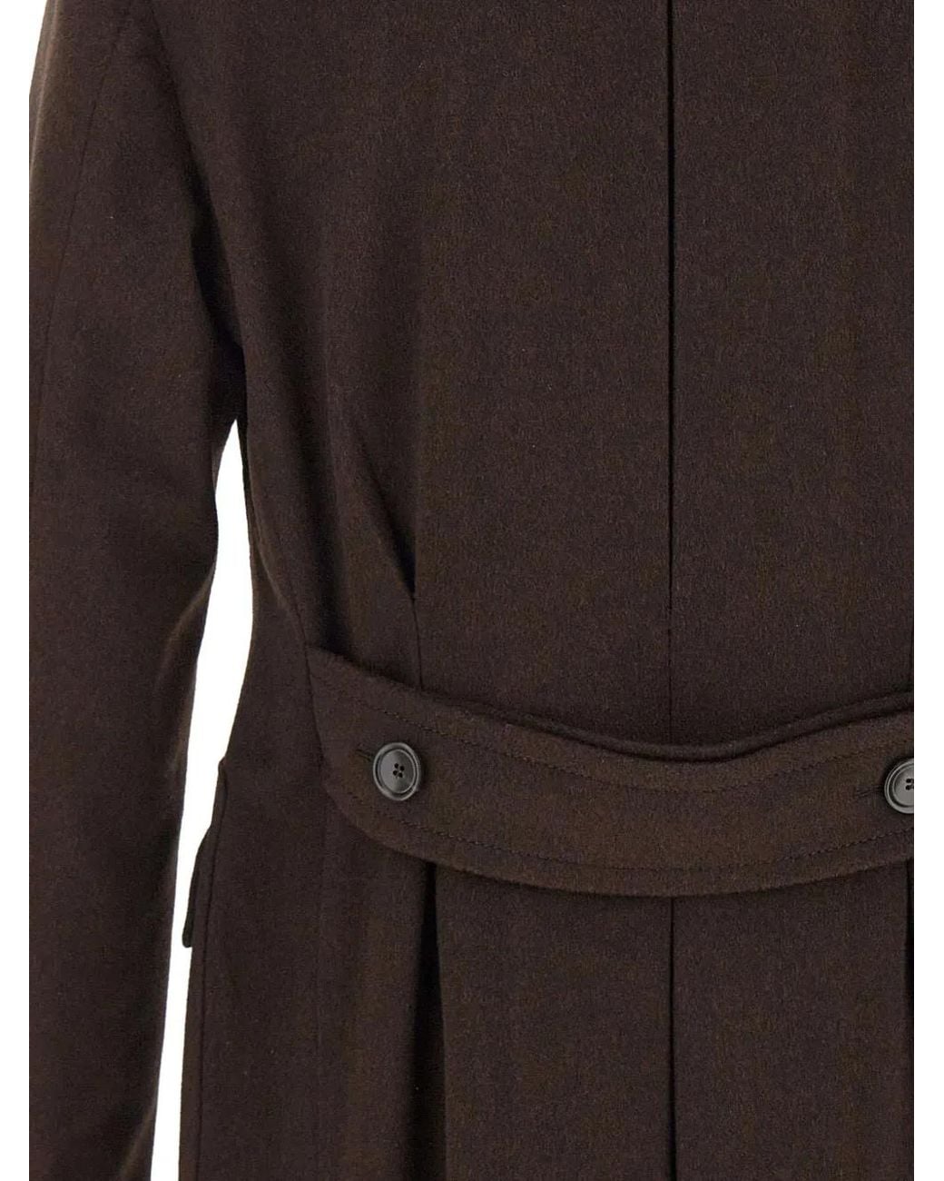 Tagliatore Brown Double-Breasted Felted Coat for men