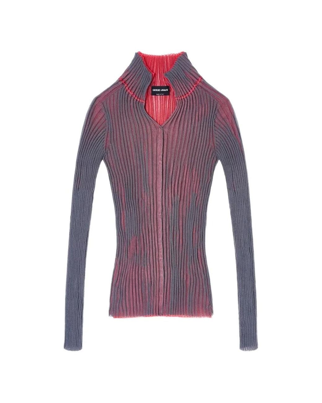 Giorgio Armani Purple Haut Côtelé À Manches Longues