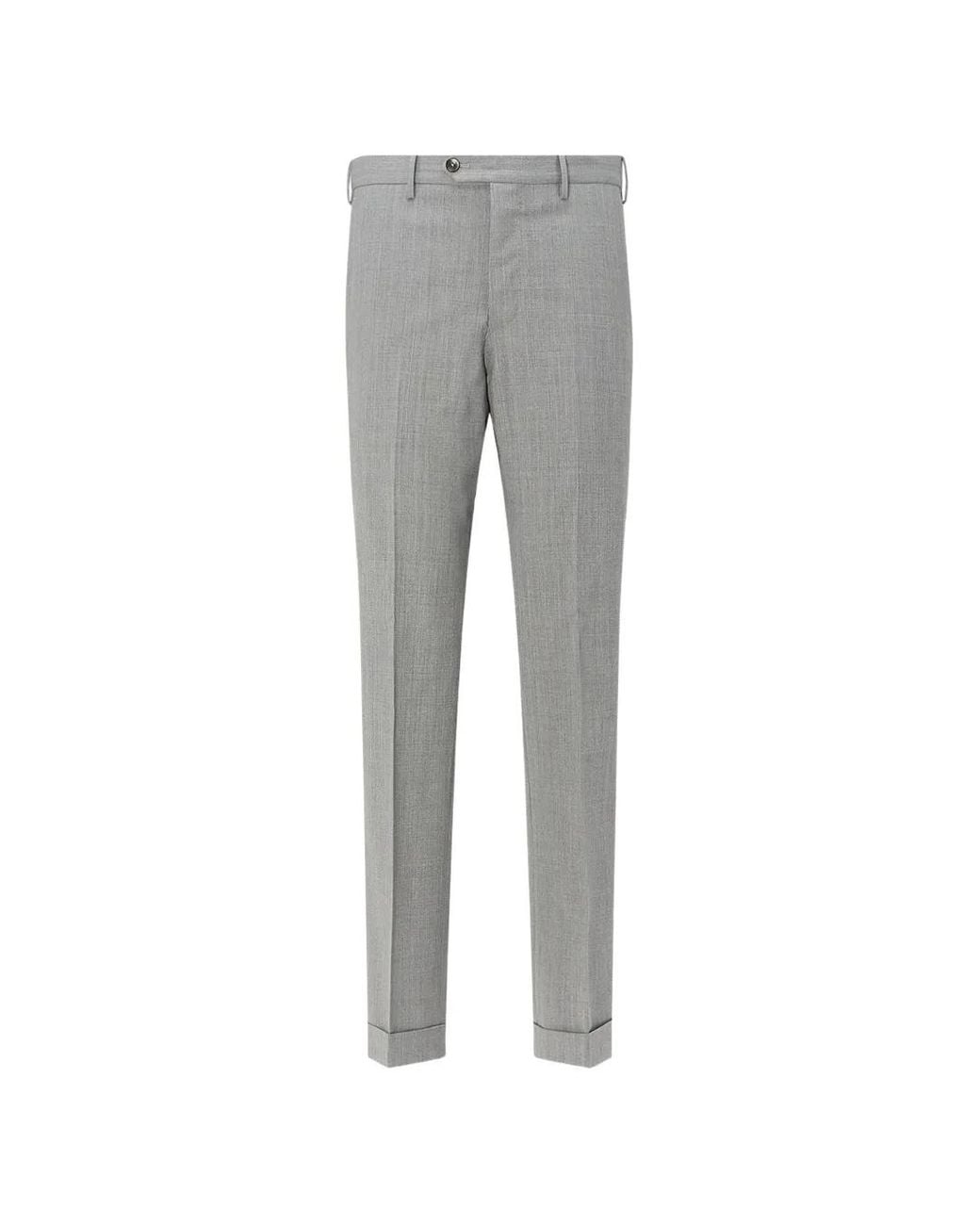 PT Torino Gray Mid-Rise Turn-Up Trousers for men