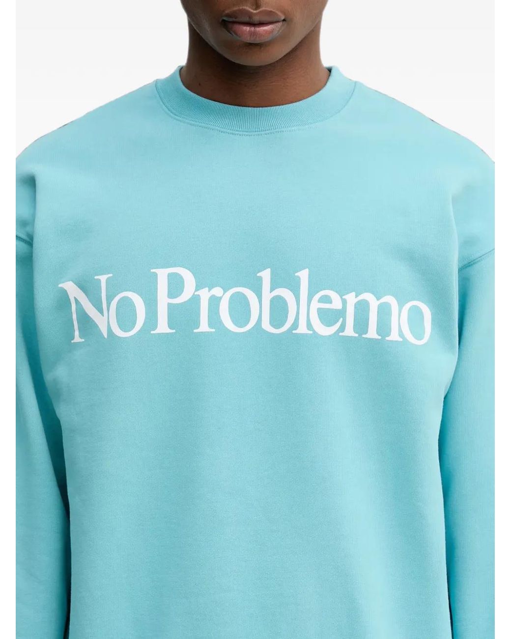 No Problemo Blue Logo-Print Long Sleeve Sweater for men