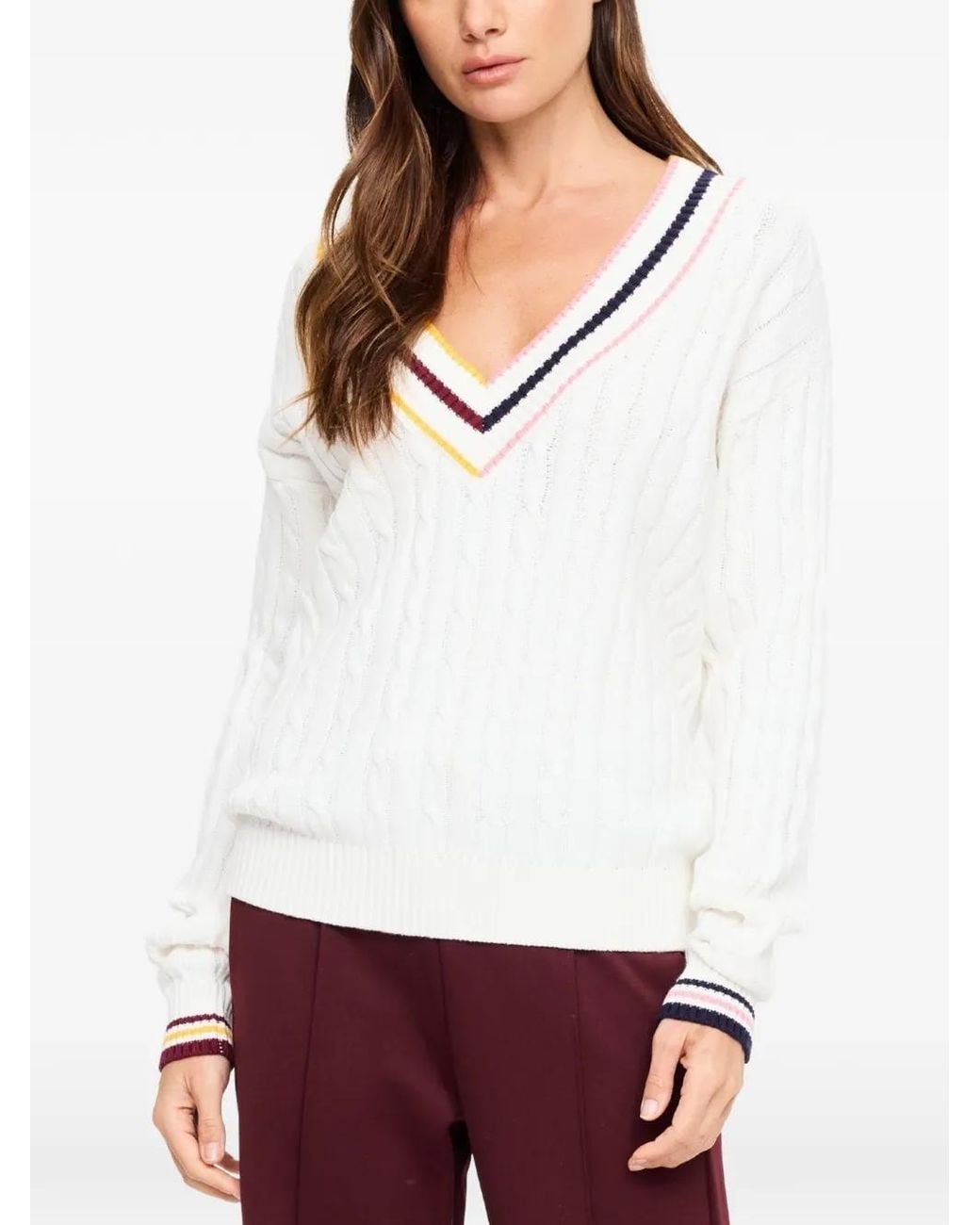 The Upside White Josette Cable-Knit Sweater