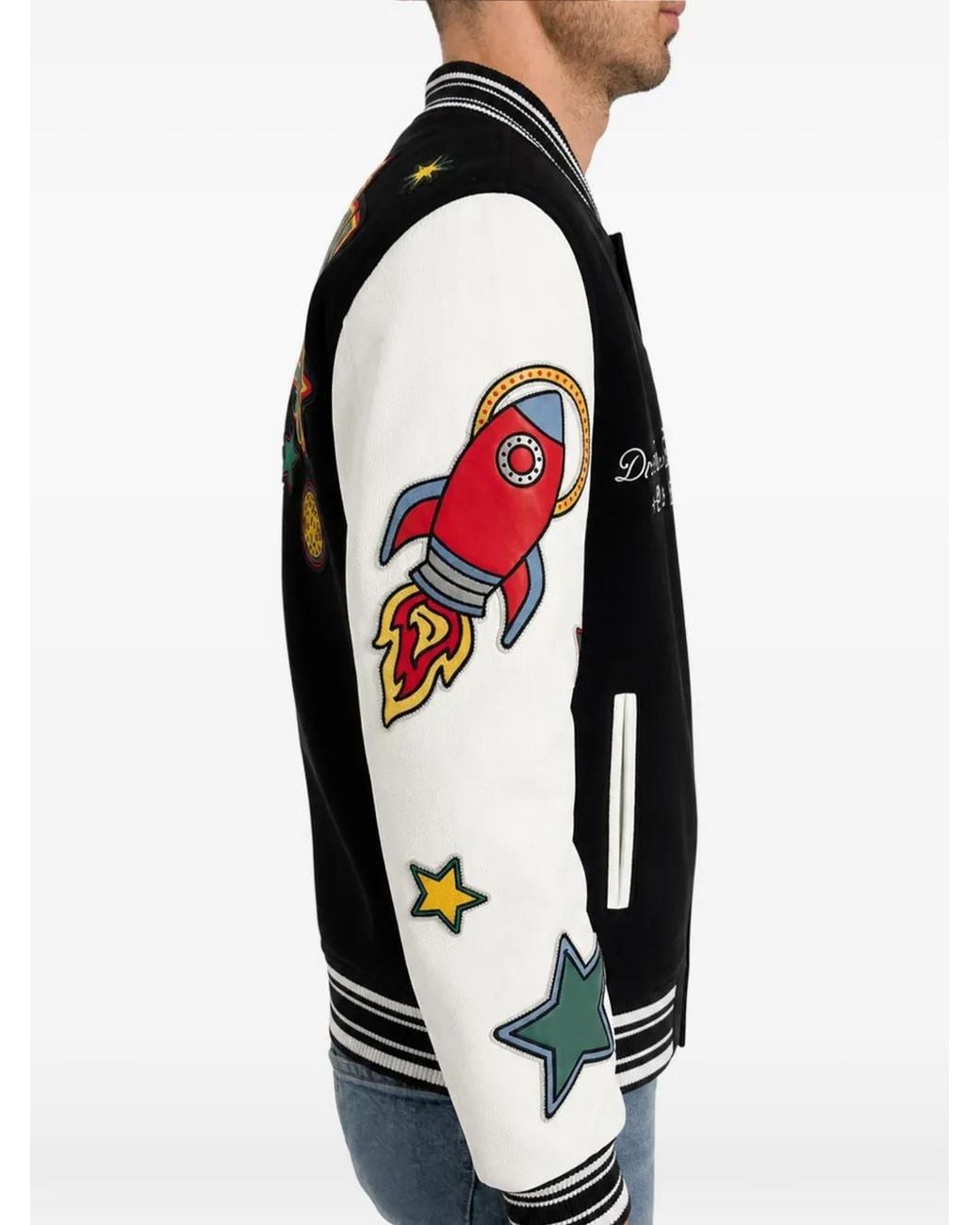Philipp Plein Black College Bomber Space for men