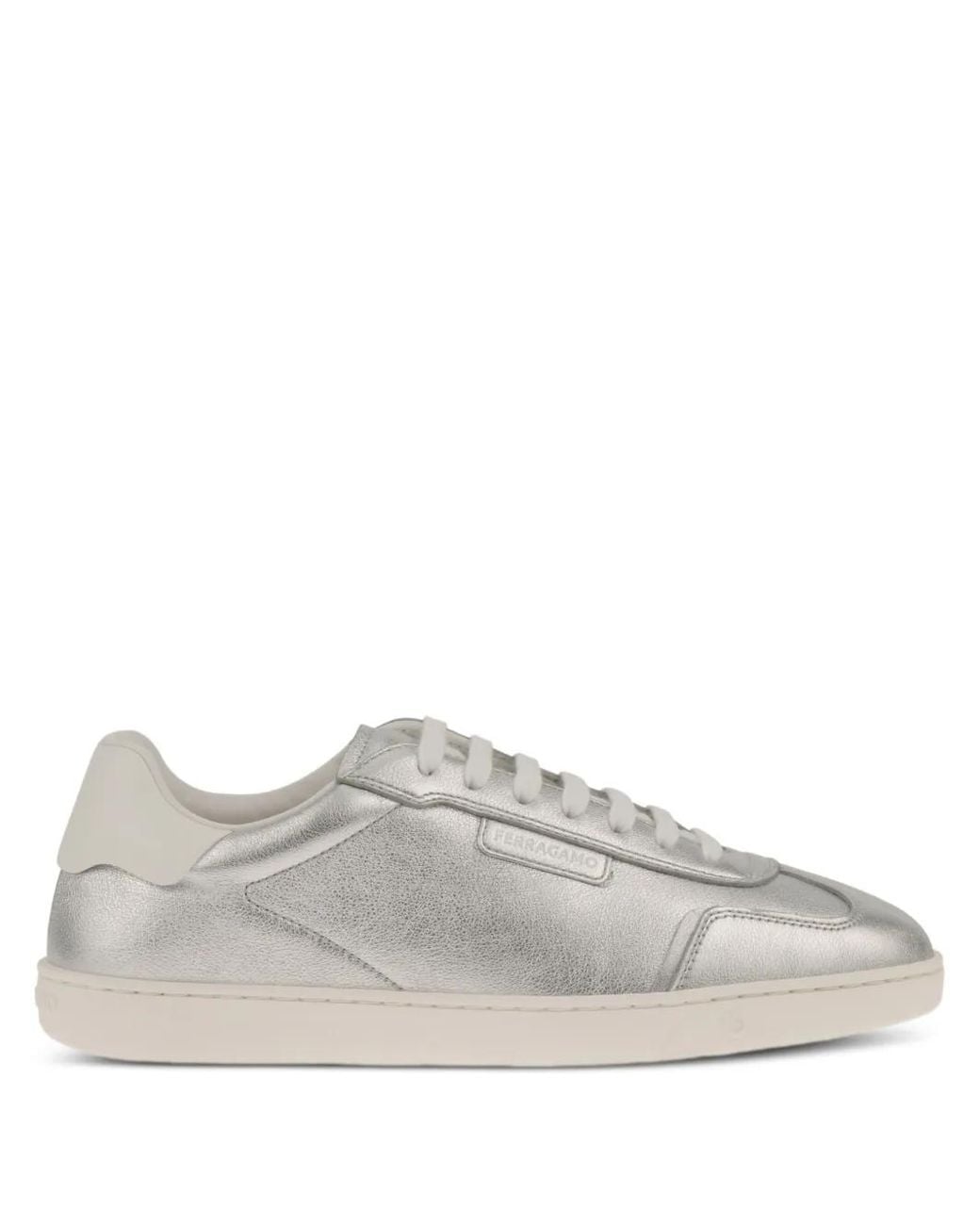 Ferragamo White Leather Low-Top Sneakers