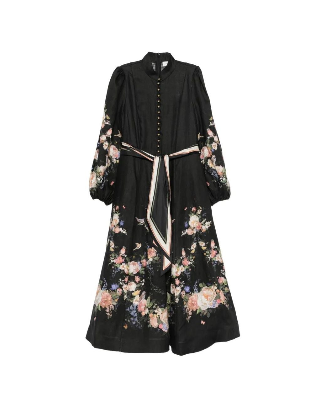 Zimmermann Black Valiant Button Midi Dress