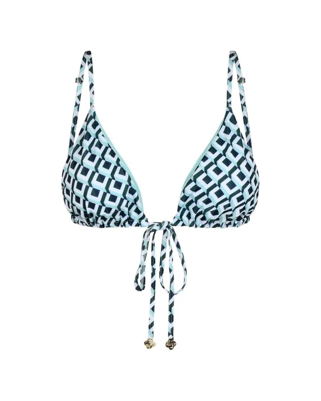 Casablanca Blue Cubist Cc Monogram String Bikini Top