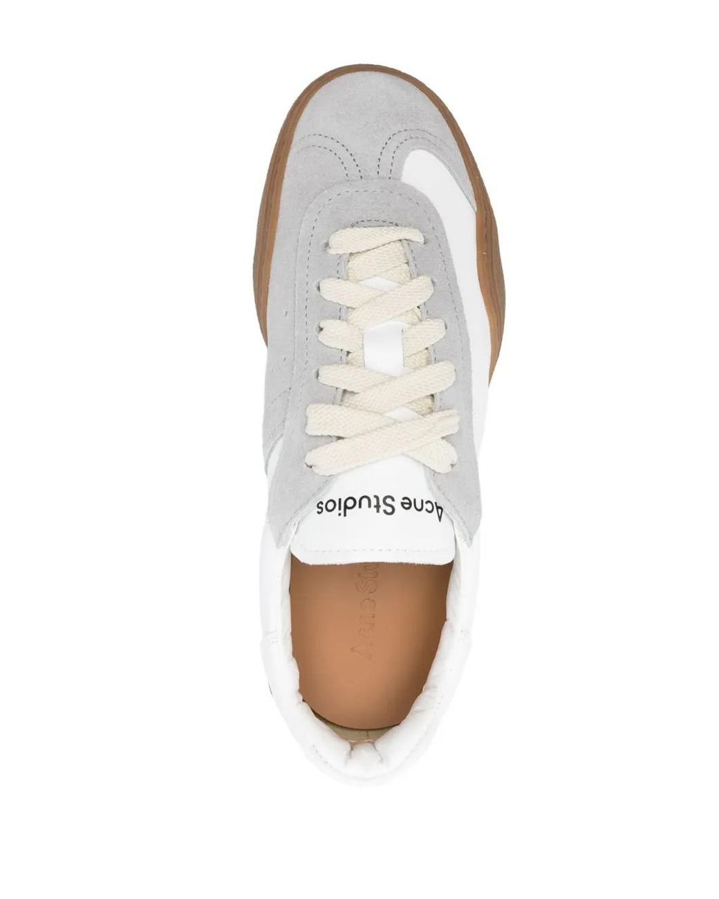Acne White Panelled-Design Leather Sneakers