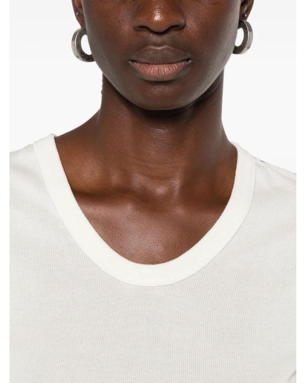 IVORY PARIS White T-Shirt Mia À Encolure Arrondie Et Mancherons