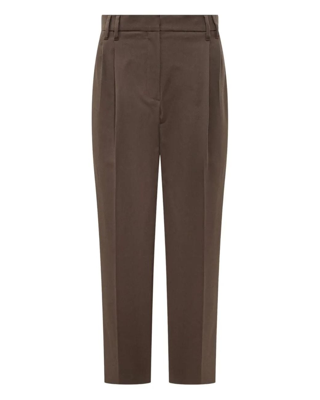 Brunello Cucinelli Brown Pleated-Front Trousers