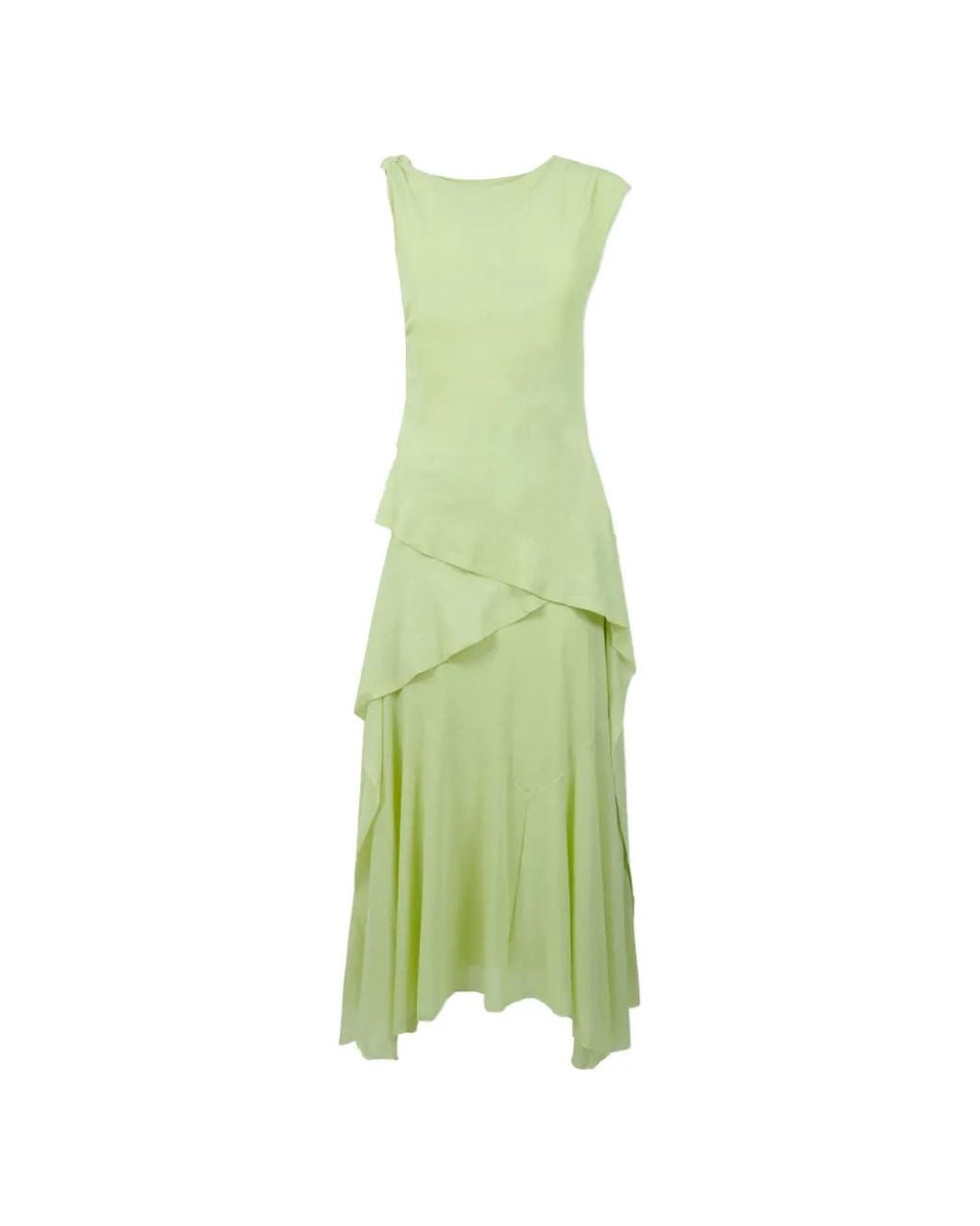 Ganni Green Draped Mesh Dress