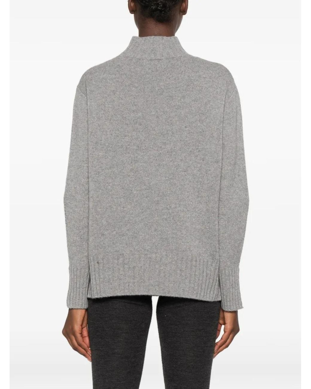SOLOCASCMIR Gray Cable-Knit Mock-Neck Sweater