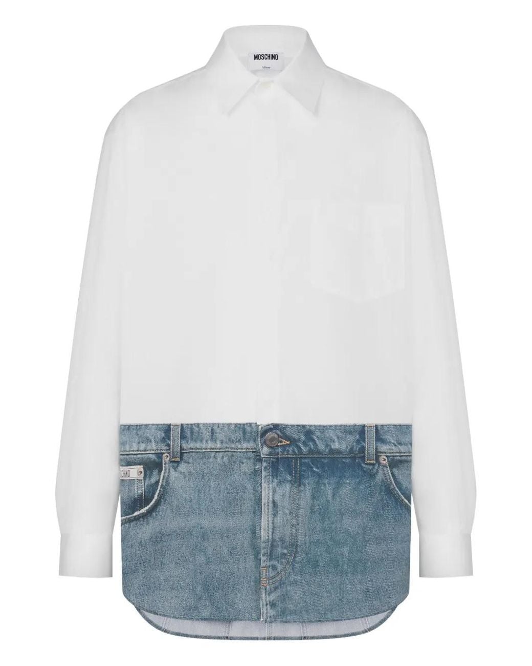 Moschino White Print-Panel Shirt for men