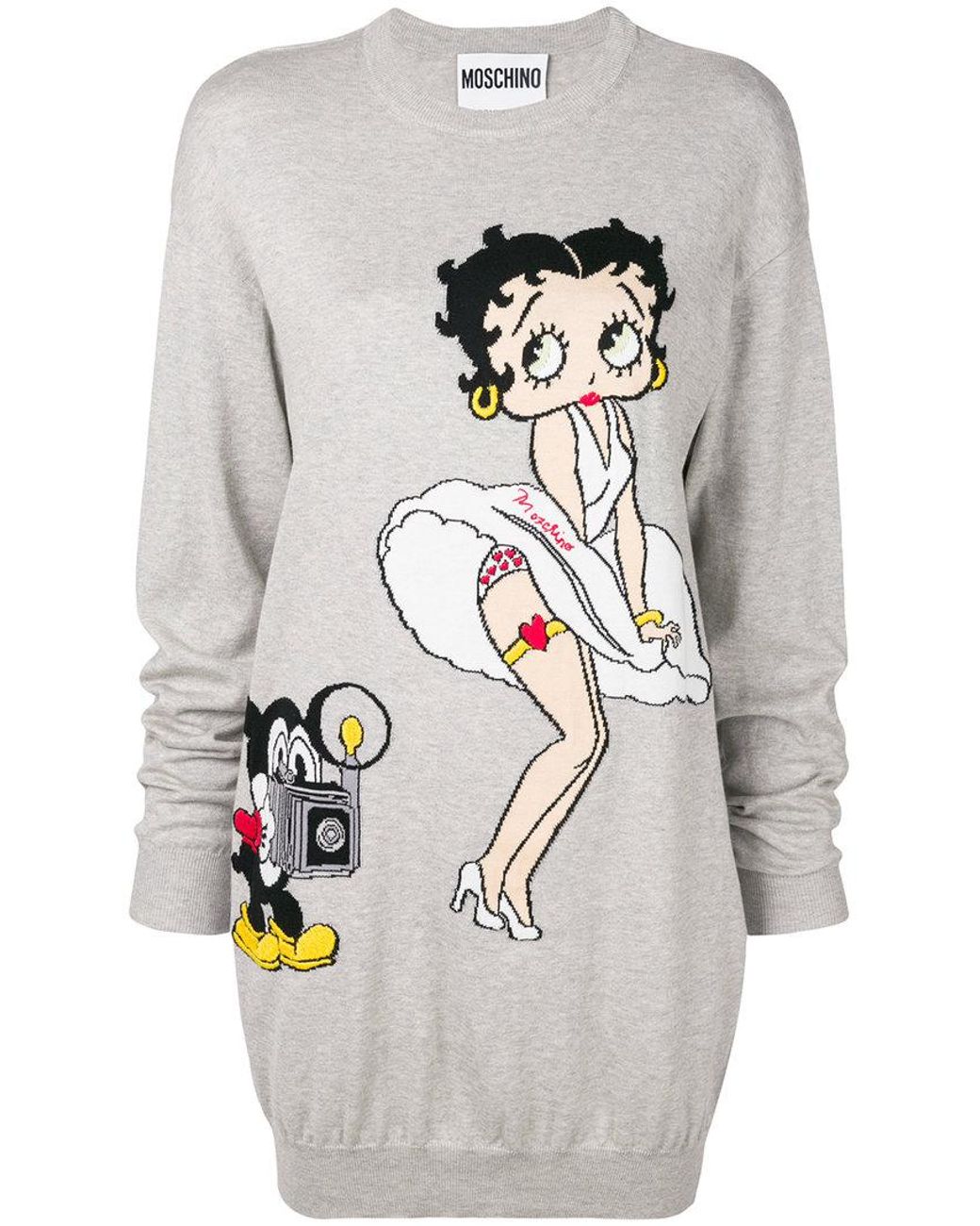 Moschino Betty Boop Sweater Dress in Gray | Lyst