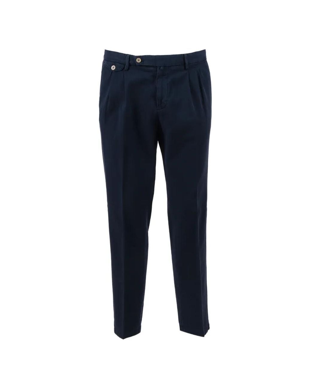 Briglia 1949 Blue Pleated Flap-Pocket Trousers for men