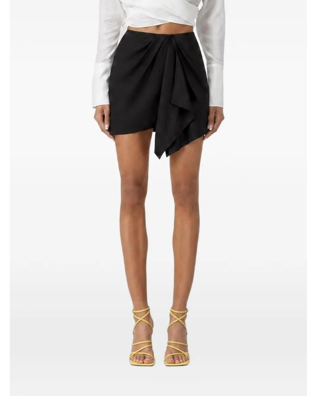 GAUGE81 Black Anjo Draped Silk Mini Skirt