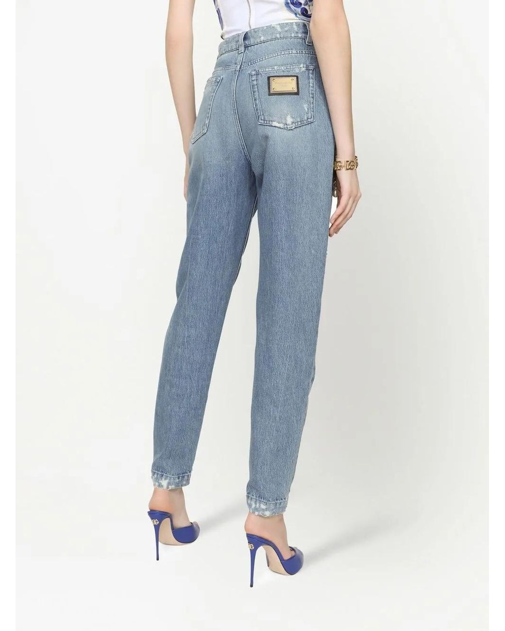 Dolce & Gabbana Blue Mini-Ripped Detail Jeans