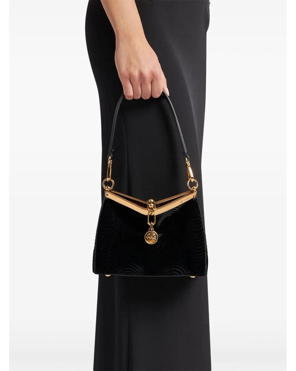 Etro Black Small Velvet Vela Bag