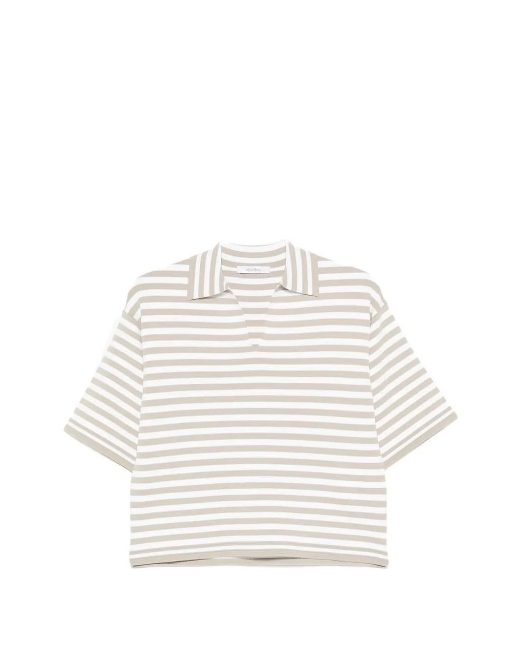 Max Mara White Striped V-Neck T-Shirt