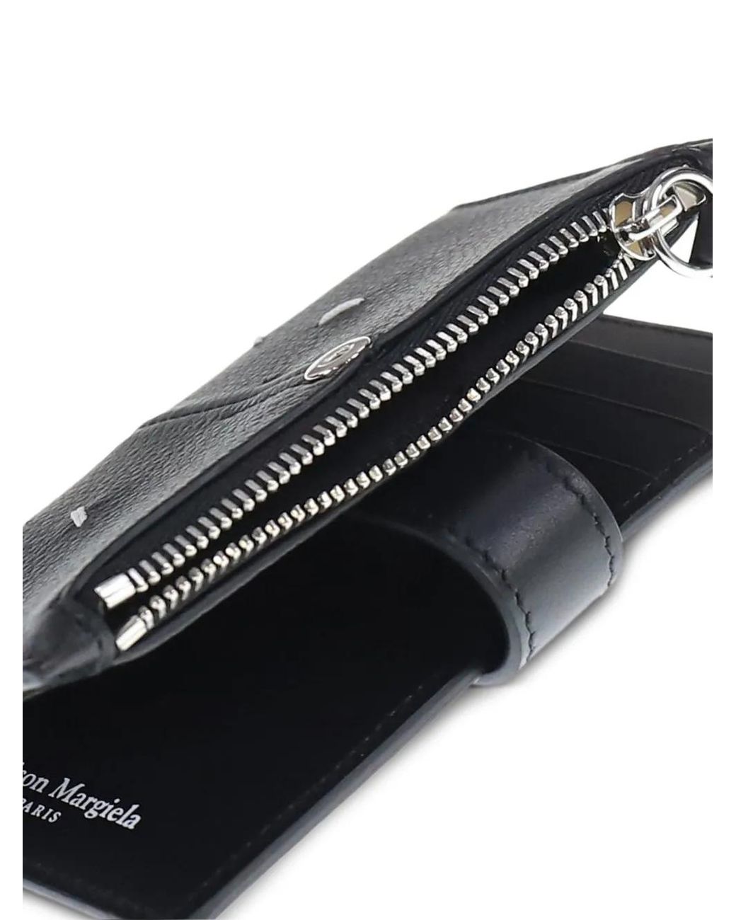 Maison Margiela Black Leather Zip Cardholder for men