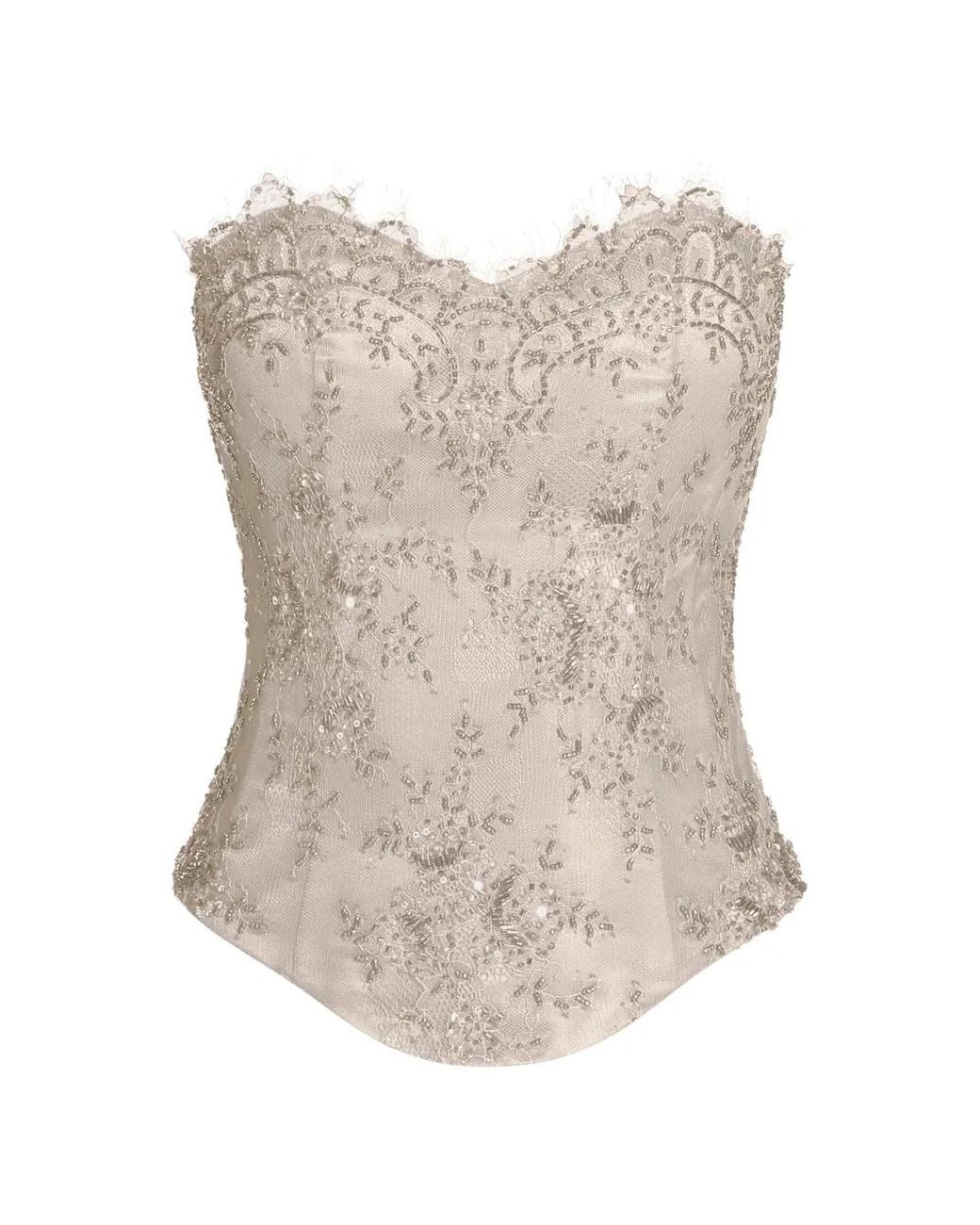 ALEXIA & ANTONIA Natural Embellished Lace Corset
