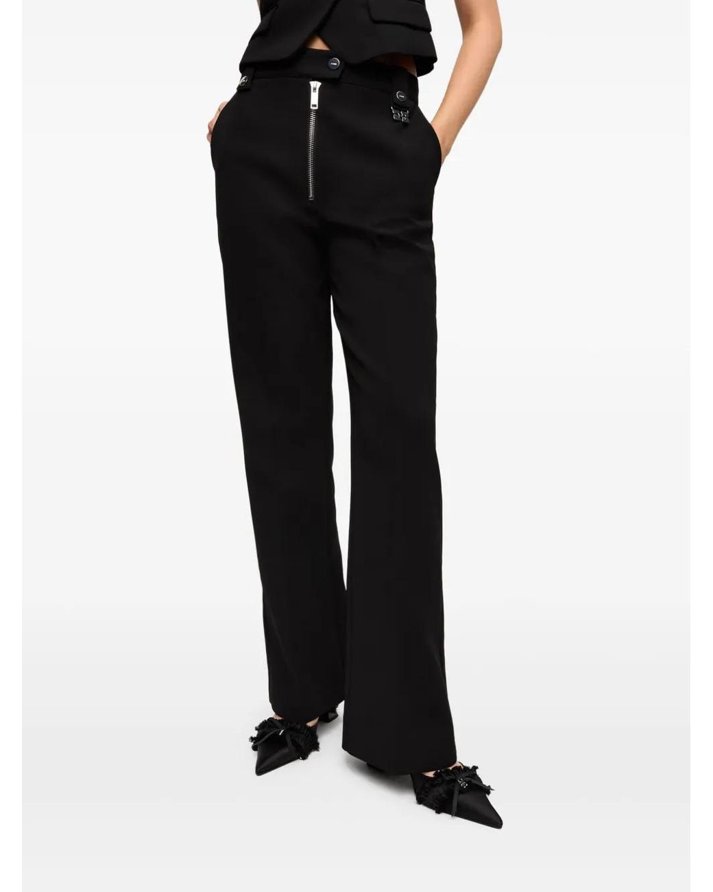 Ganni Blue Straight-Leg Trousers
