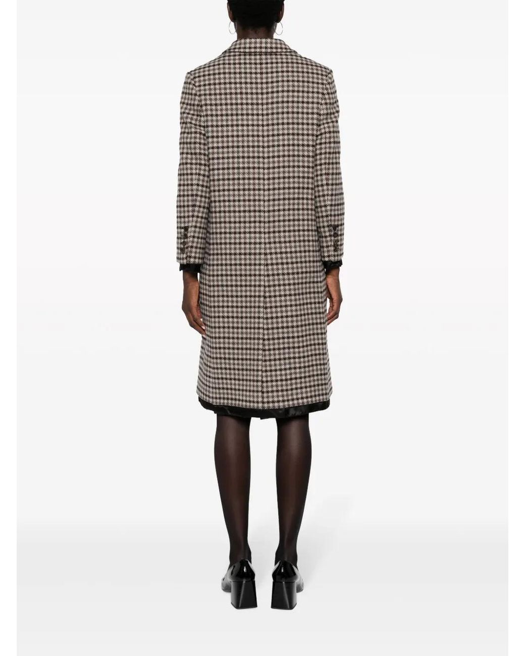 Miu Miu Gray Houndstooth-Pattern Single-Breasted Coat