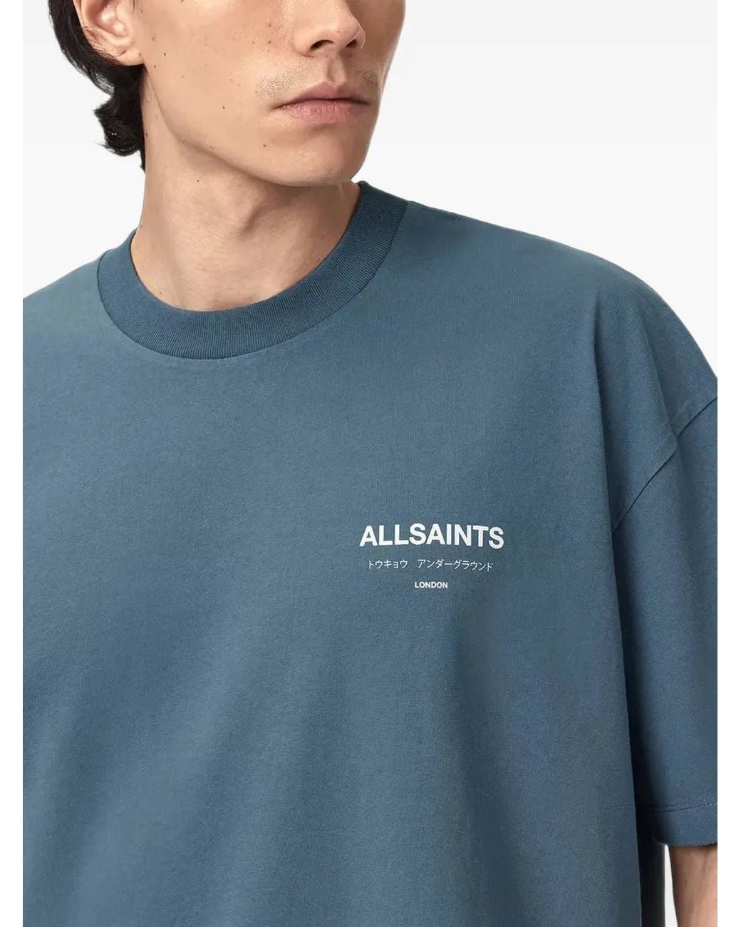 AllSaints Blue Underground Logo-Print T-Shirt for men