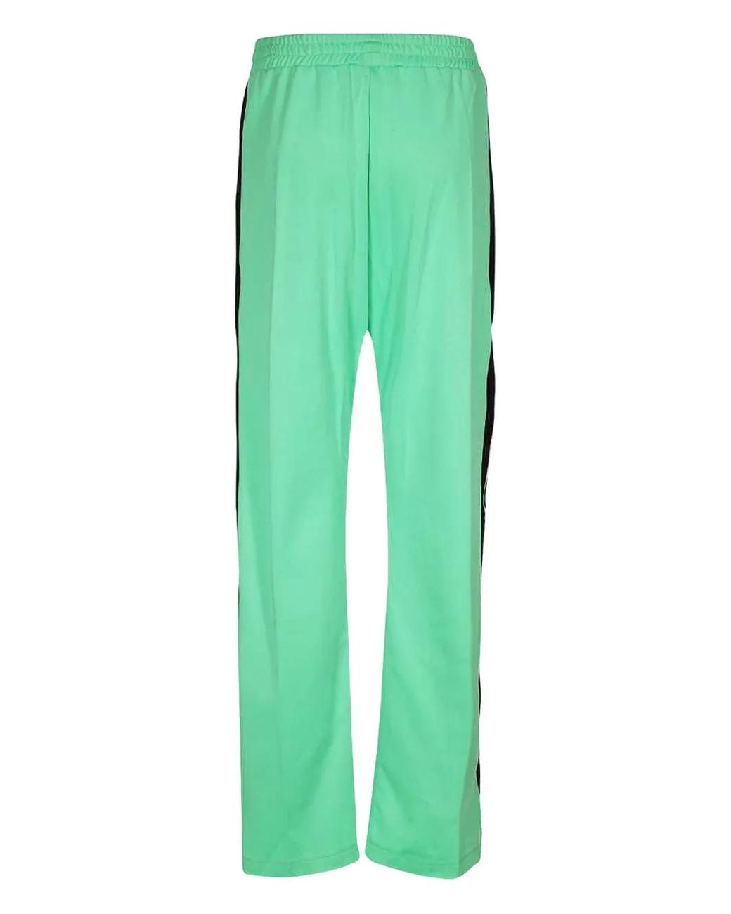 MSGM Green Elasticated-Waistband Striped Track Pants