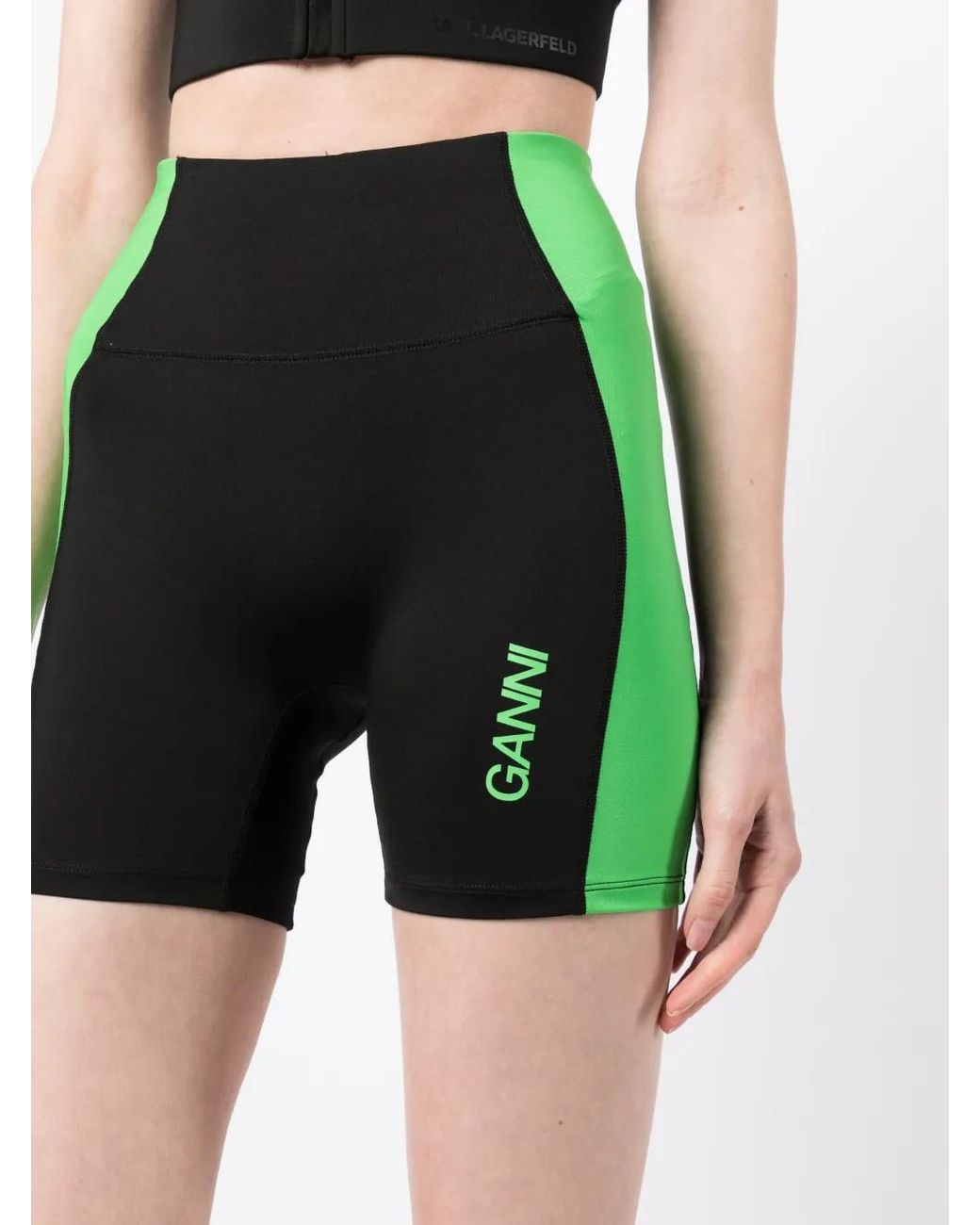Ganni Green Active High-Waist Cycling Shorts