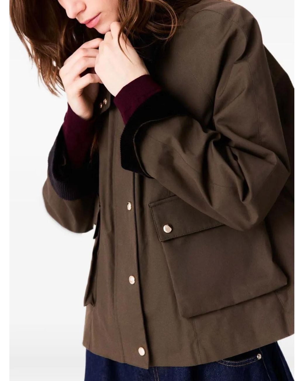 Maje Brown Badagio Cotton Trapeze Jacket