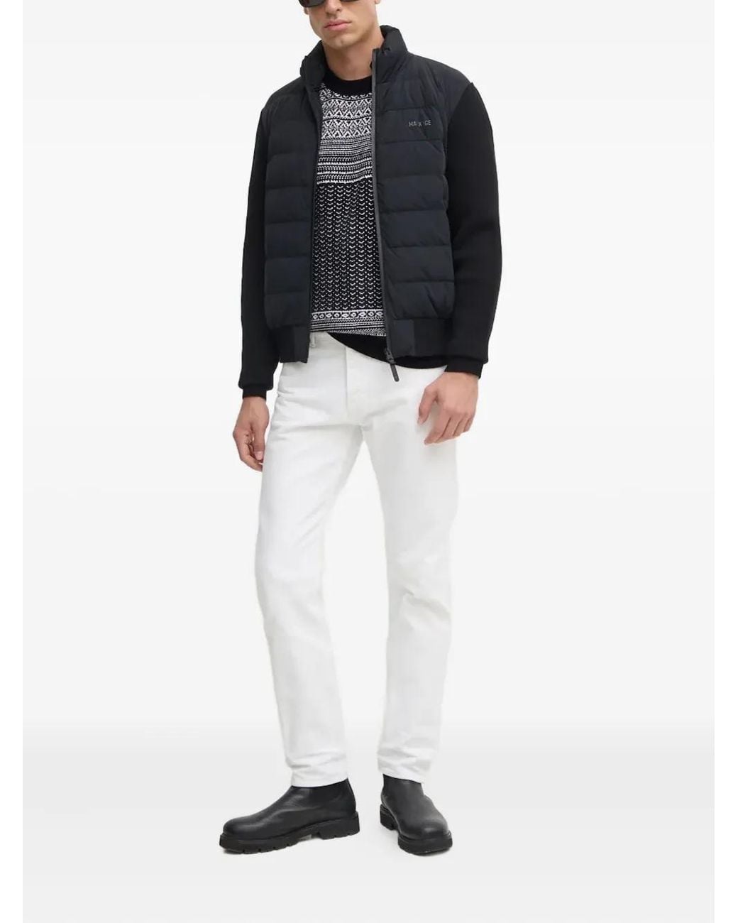 ARMANI EXCHANGE Gray Patterned Crew-Neck Sweater for men