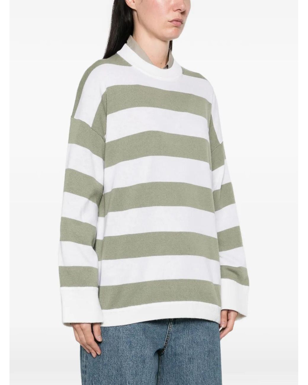 Allude White Horizontal-Stripe Sweater