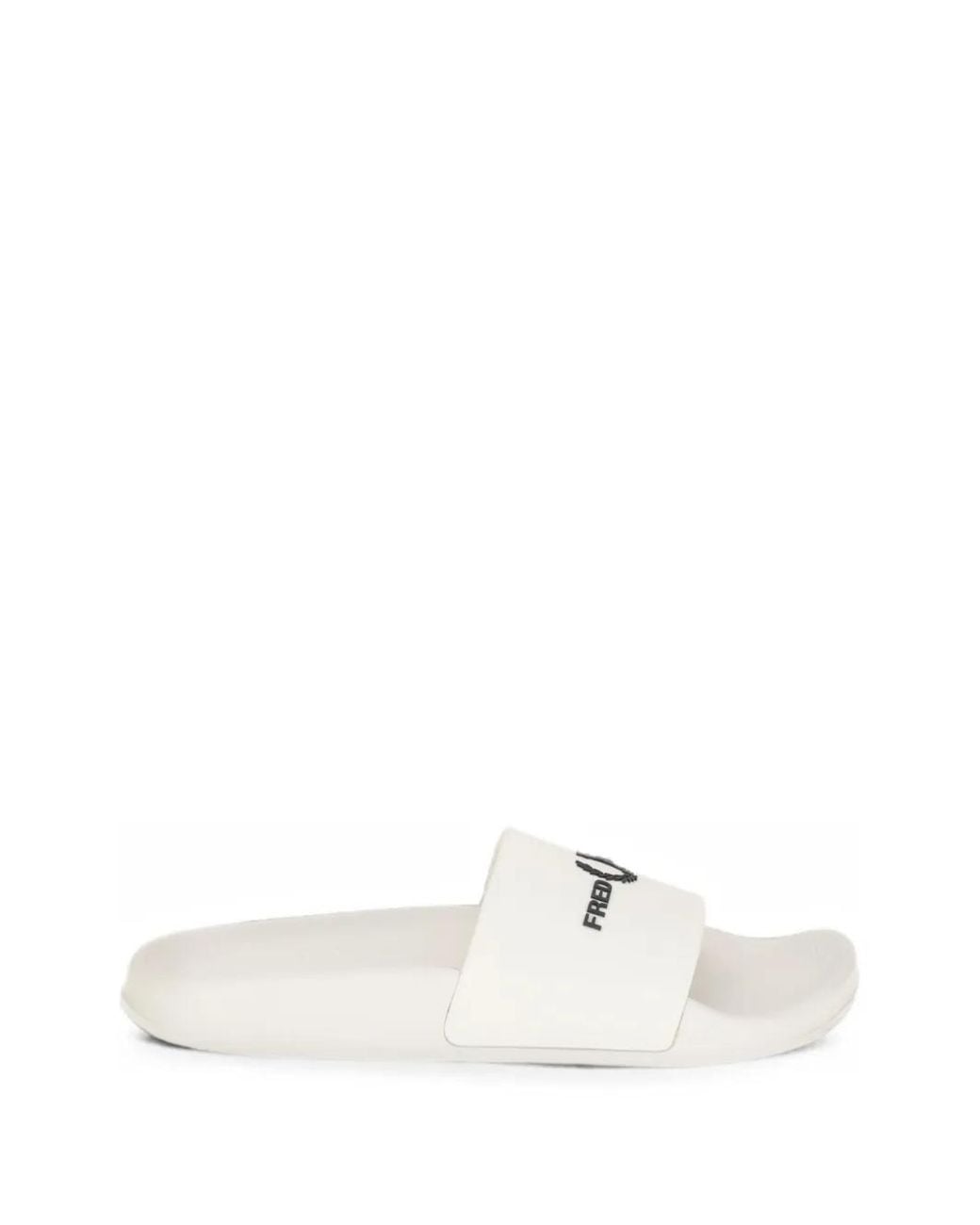 Fred Perry White Logo-Print Slides for men