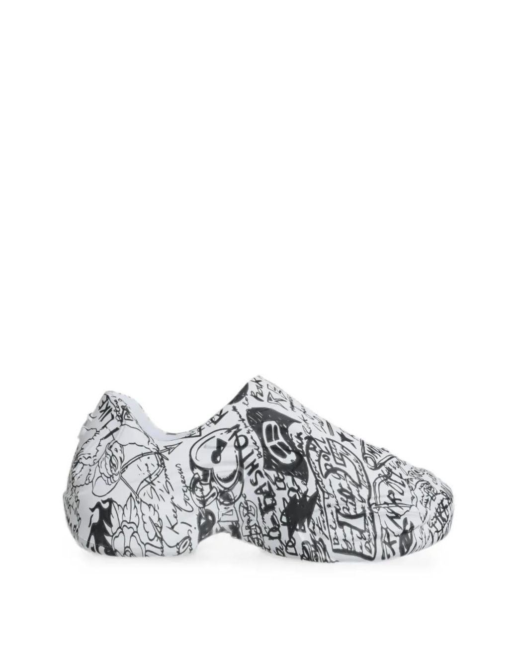 Dolce & Gabbana White Daymaster Graffiti-Print Sneakers for men