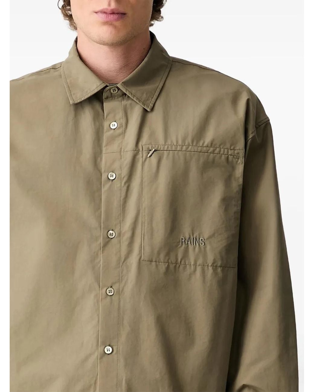 Rains Natural Light Logo-Embroidered Shirt for men