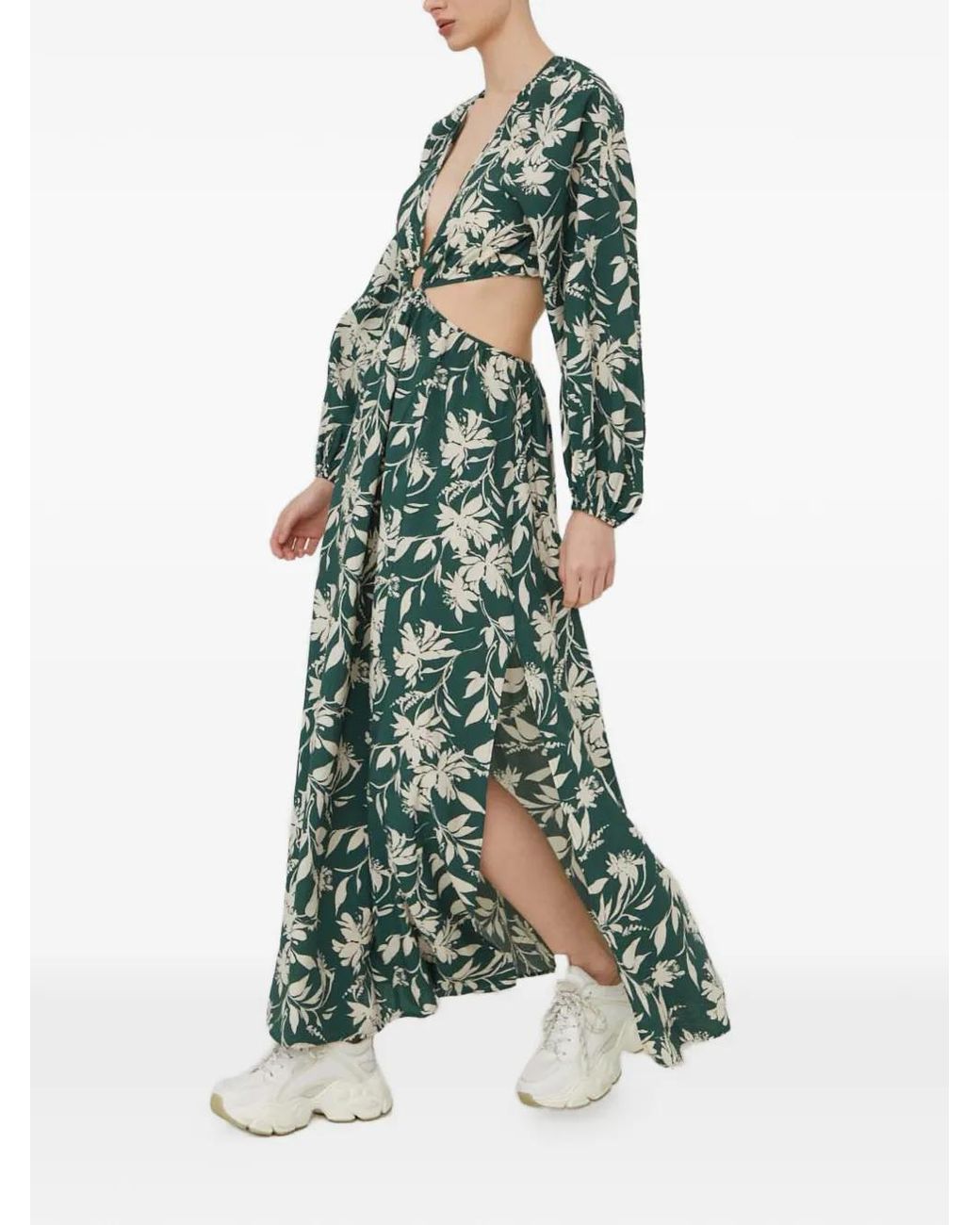 green emerald velvet dress Abercrombie Women's Drama Green Floral Ruffle Tiered Maxi Dress  Continuiti